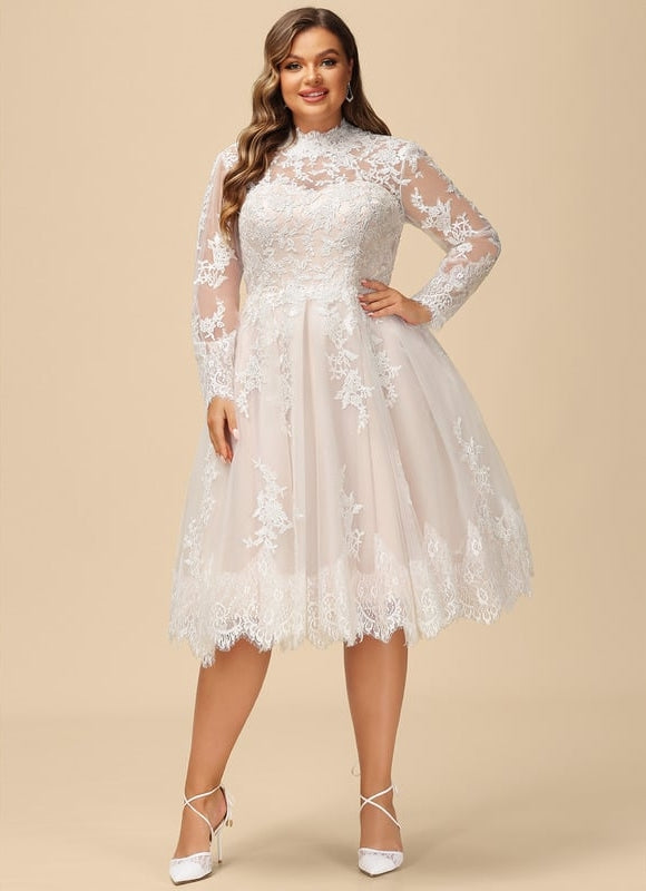 Robe Manche Longue Rétro En Tulle - gallery 8