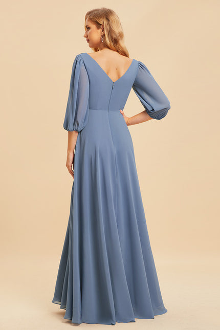 Robe Manche Longue Longue Rose Volants - gallery 1