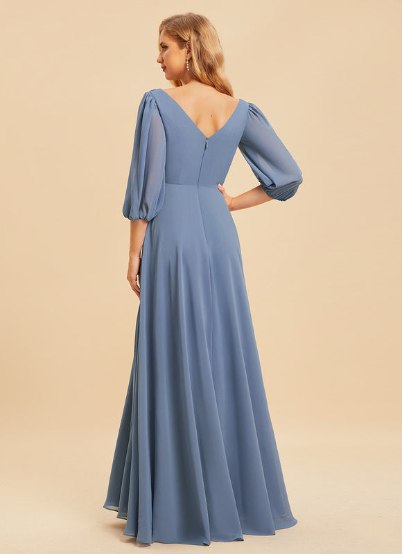 Robe Manche Longue Longue Rose Volants - gallery 1