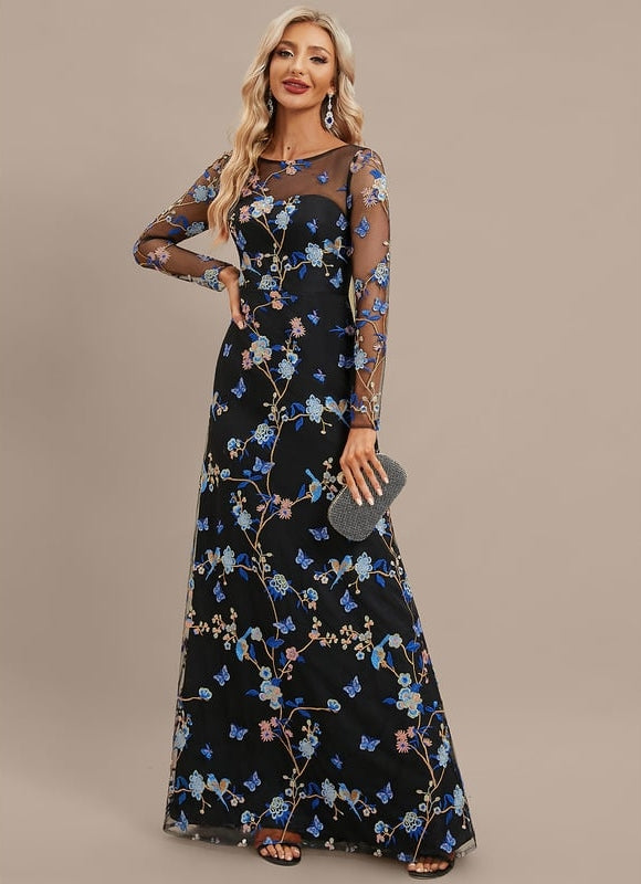 Robe Moulante Dentelle Manche Longue