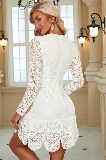 Robe Manche Longue Dentelle Blanche - gallery 1