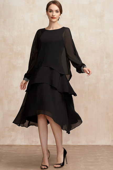 Robe Noire Longue Manche Courte