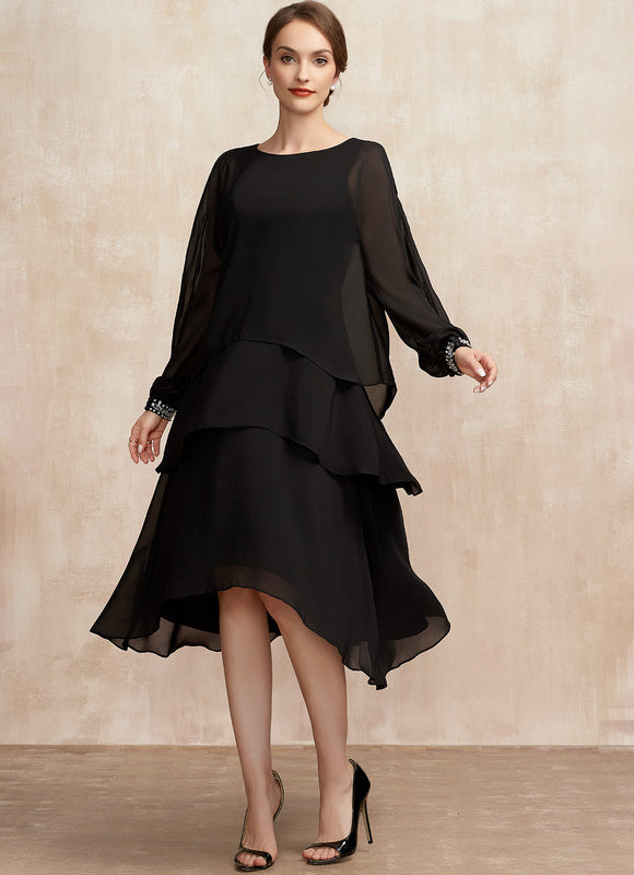 Robe Noire Longue Manche Courte