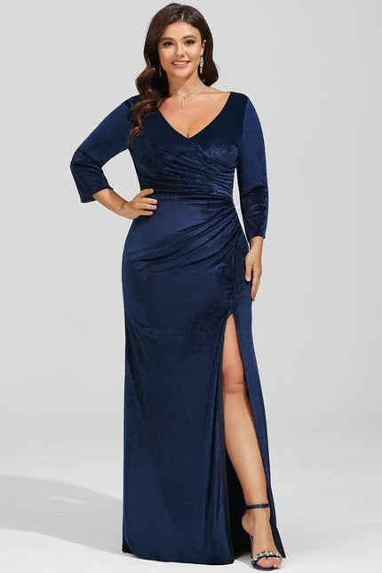 Robe Manche Longue Velours Saumon - gallery 7