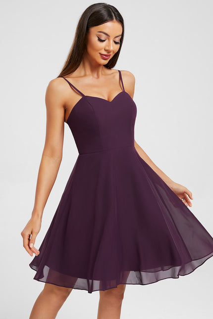 Robe Manche Longue Trapèze Violet - gallery 3