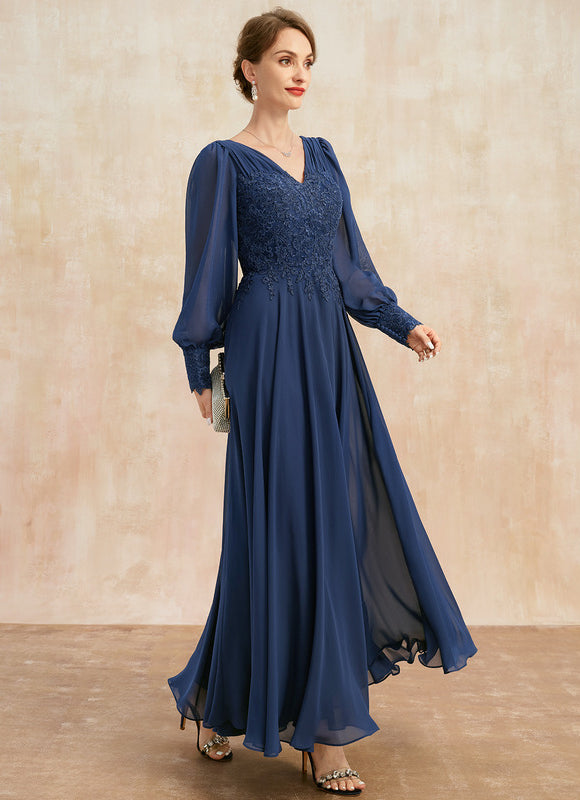 Robe Manche Longue Longue Fluide Bleu - gallery 4