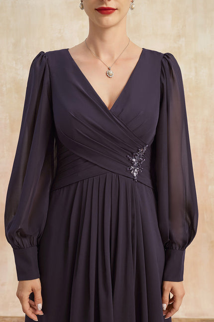 Robe Manche Longue Asymétrique Satinée - gallery 6