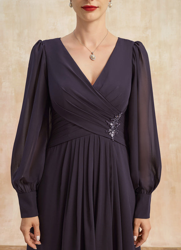 Robe Manche Longue Asymétrique Satinée - gallery 6