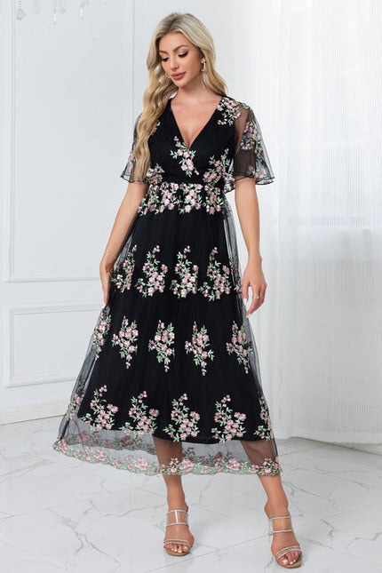 Robe Manche Longue Vintage Tulle Floral - gallery 6