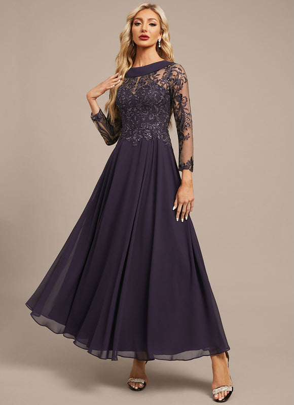 Robe Manche Longue Soirée Violette Élégante - gallery 3