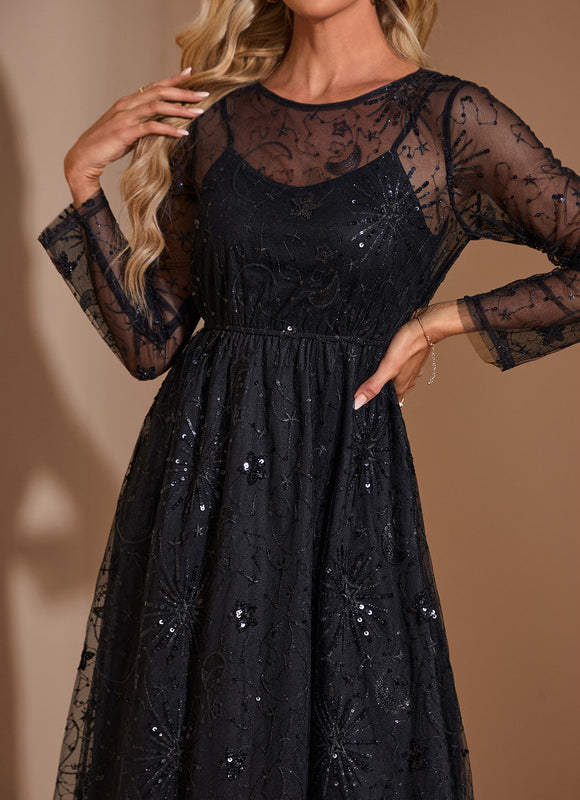 Robe Manches Longues Sequins - gallery 3