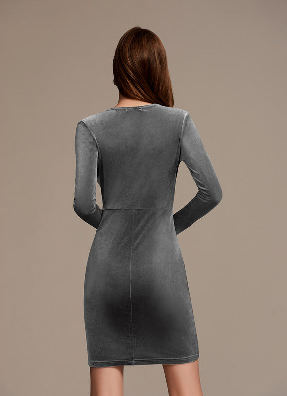Robe Manche Longue Velours Cintrée - gallery 2