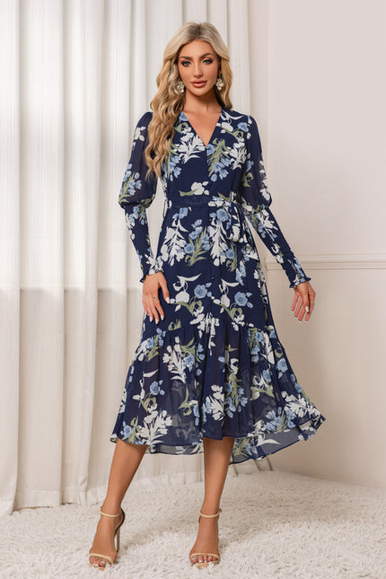 Robe Manche Longue Fleurie Fluide - gallery 5