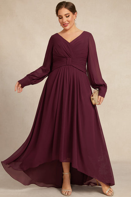 Robe Manche Longue Asymétrique Bordeaux - gallery 9