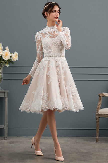 Robe Manche Longue Rétro En Tulle - gallery 2