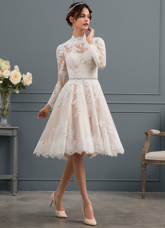 Robe Manche Longue Rétro En Tulle - gallery 2
