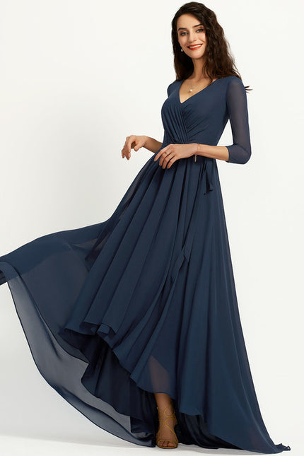 Robe Manche Longue Fluide Col V - gallery 5