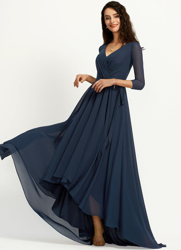 Robe Manche Longue Fluide Col V - gallery 5