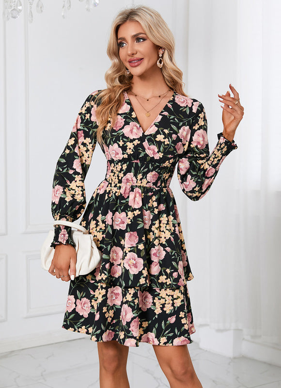 Robe Manche Longue Fleurie Courte - gallery 6