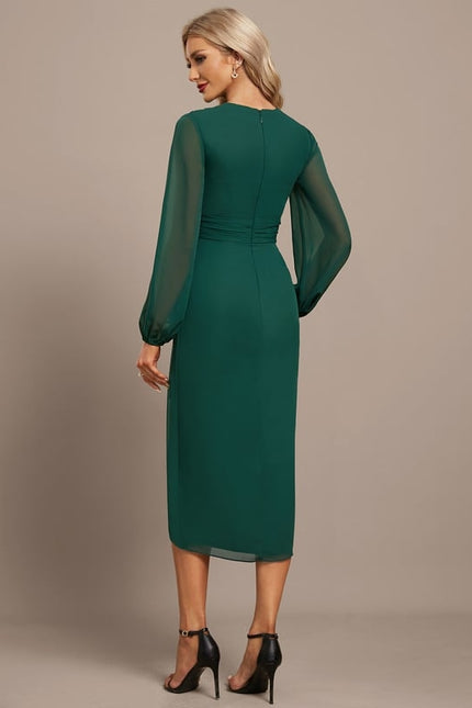 Robe Manche Longue Asymétrique Émeraude - gallery 5