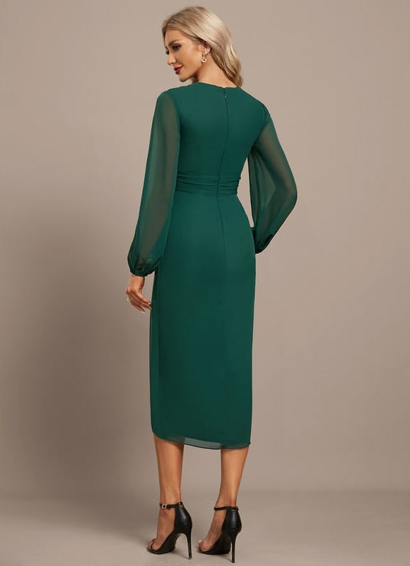 Robe Manche Longue Asymétrique Émeraude - gallery 5
