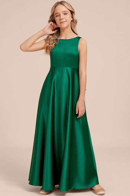 Robe Manche Longue Satin Émeraude - gallery 1