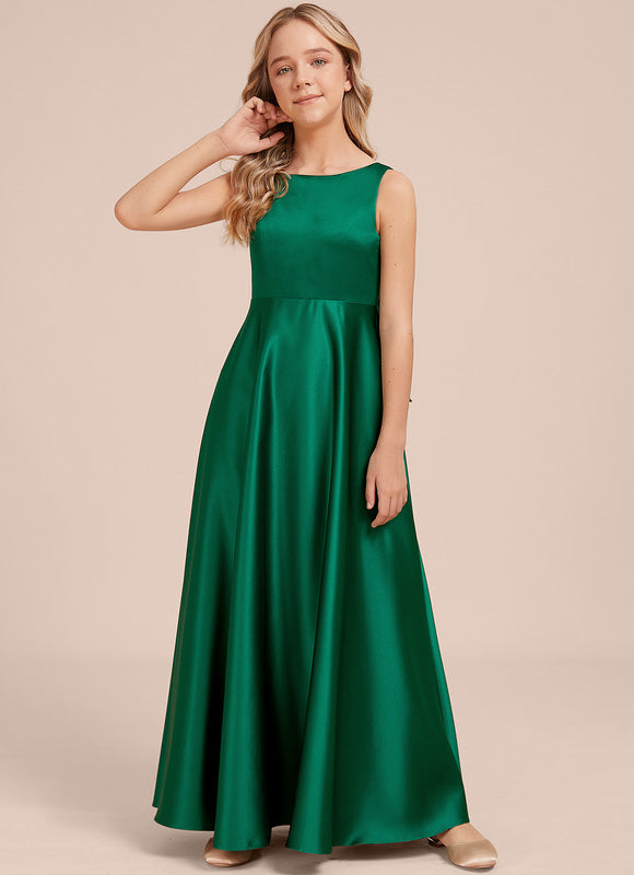 Robe Manche Longue Satin Émeraude - gallery 1