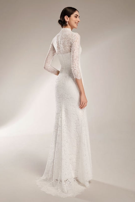 Robe Moulante Blanche Manche Longue - gallery 5
