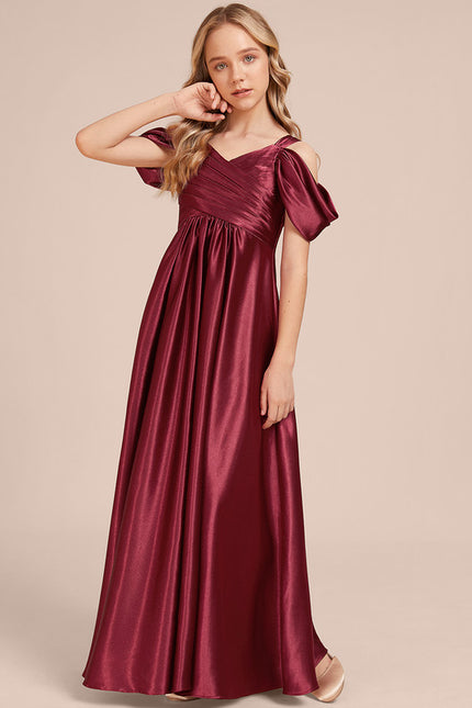 Robe Manche Longue Satin Bordeaux Élégante - gallery 3