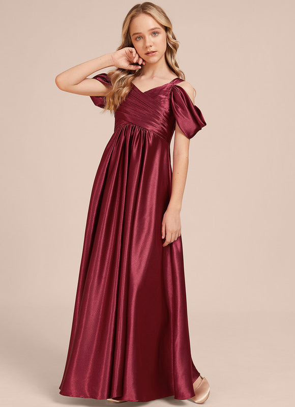 Robe Manche Longue Satin Bordeaux Élégante - gallery 3