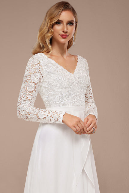 Robe Manche Longue Dentelle Fluide - gallery 1