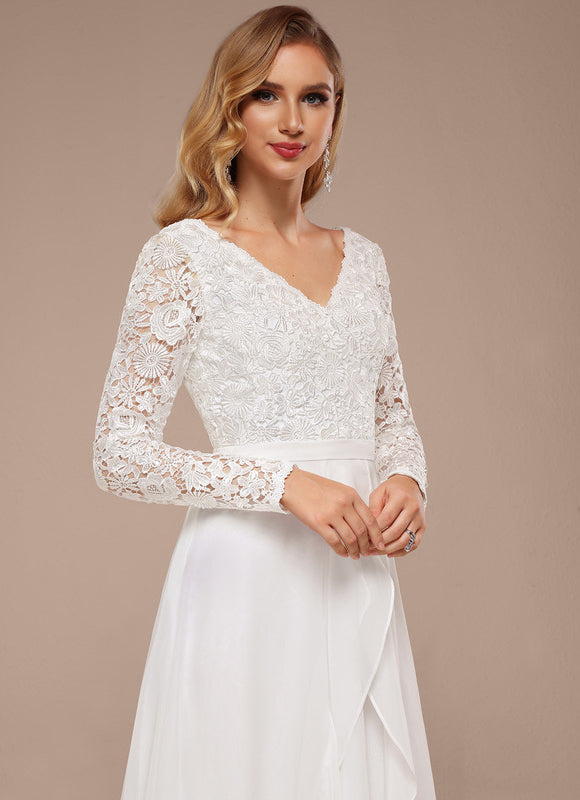Robe Manche Longue Dentelle Fluide - gallery 1
