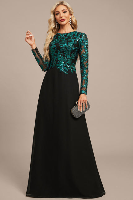 Robe Manche Longue Longue Émeraude Élégante - gallery 4