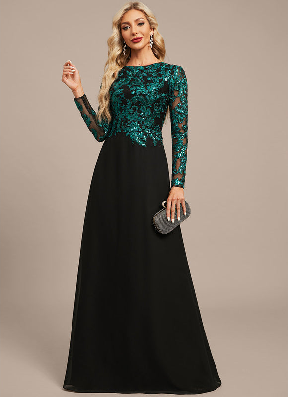 Robe Manche Longue Longue Émeraude Élégante - gallery 4