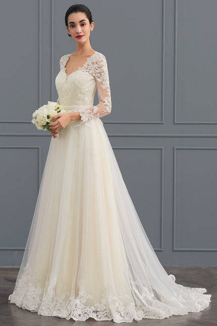 Robe Manche Longue Princesse Tulle Floral