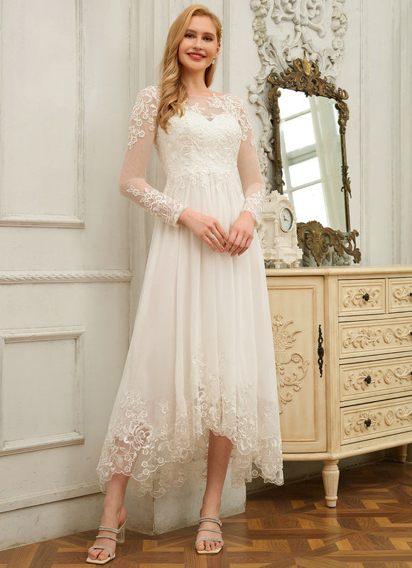 Robe Manche Longue Nuptiale Transparente - gallery 2