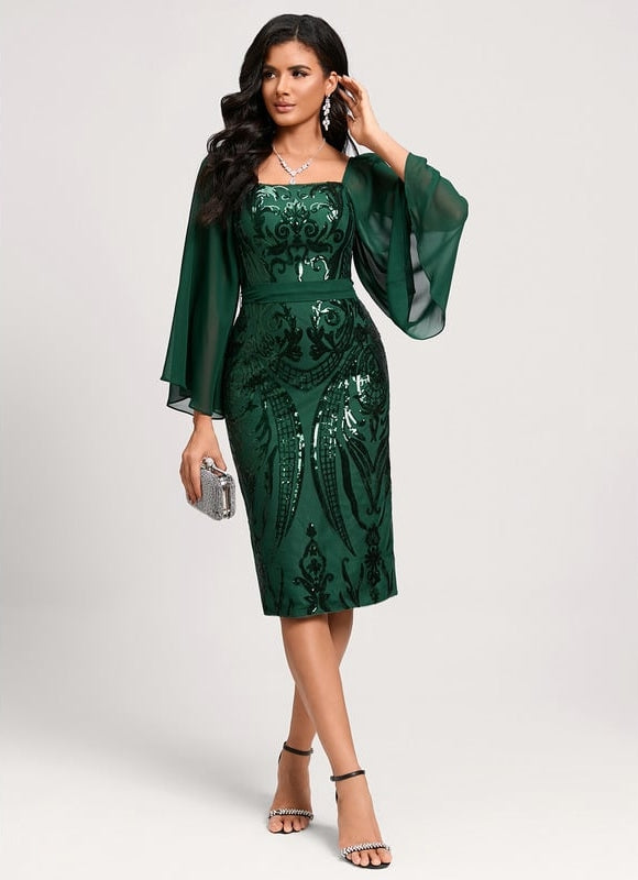 Robe Manche Longue Élégante Pailletée