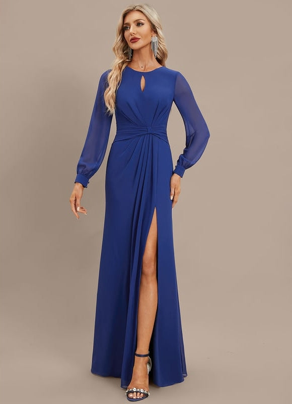 Robe Manche Longue Fluide Fendue - gallery 4
