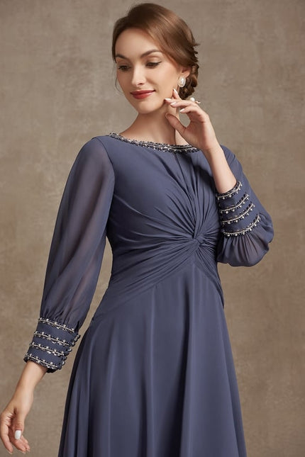 Robe Manche Longue Mousseline Élégante - gallery 3