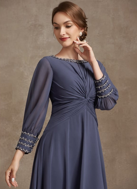 Robe Manche Longue Mousseline Élégante - gallery 3
