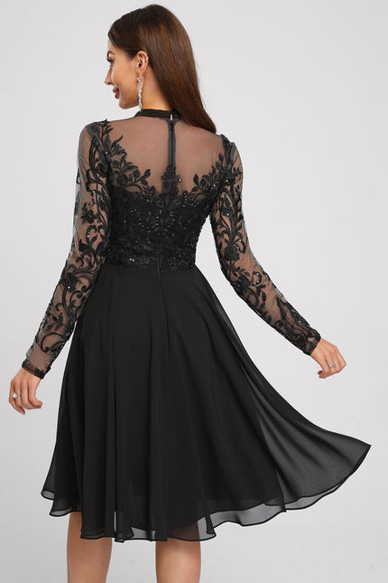 Robe Cocktail Mariage Manche Longue - gallery 1