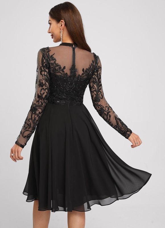 Robe Cocktail Mariage Manche Longue - gallery 1