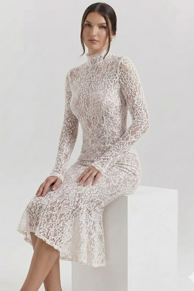 Robe Blanche Manche Longue Dentelle