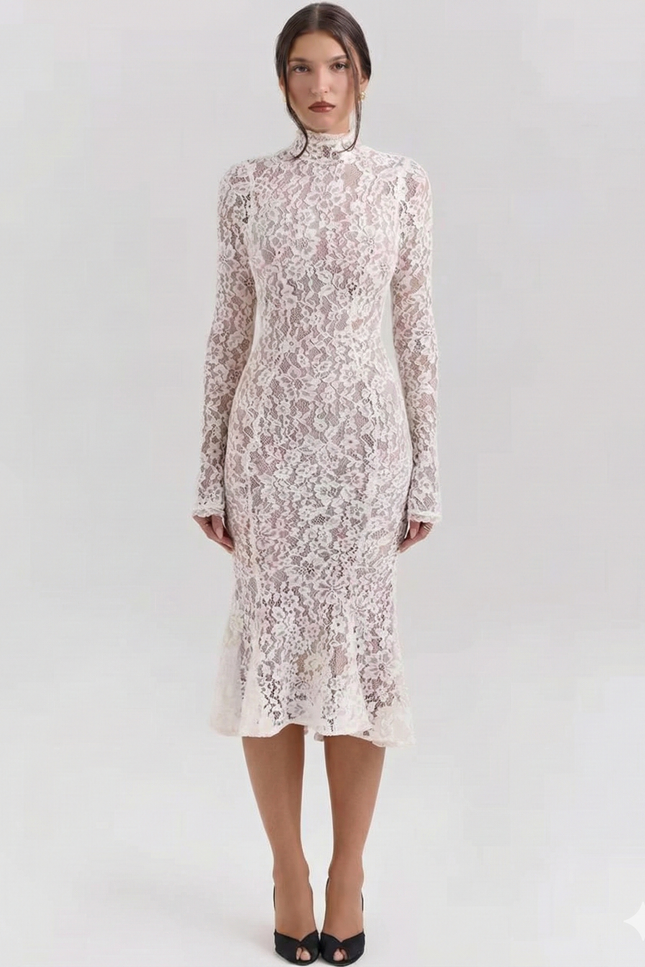 Robe Blanche Manche Longue Dentelle