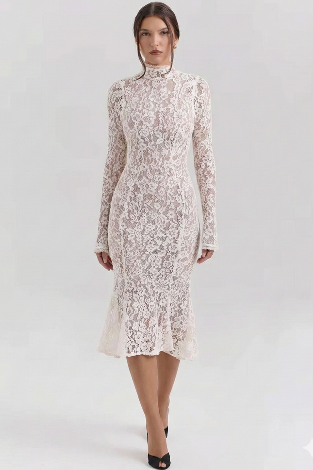 Robe Blanche Manche Longue Dentelle