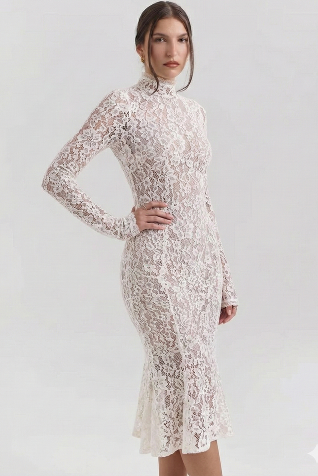 Robe Blanche Manche Longue Dentelle