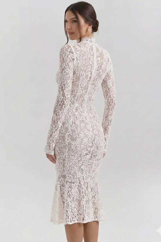 Robe Blanche Manche Longue Dentelle