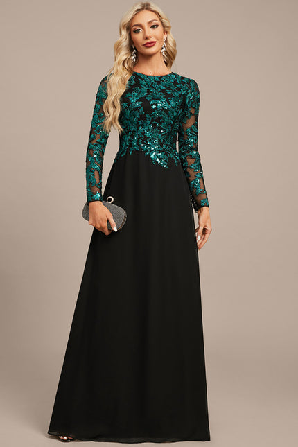 Robe Manche Longue Longue Émeraude Élégante - gallery 3