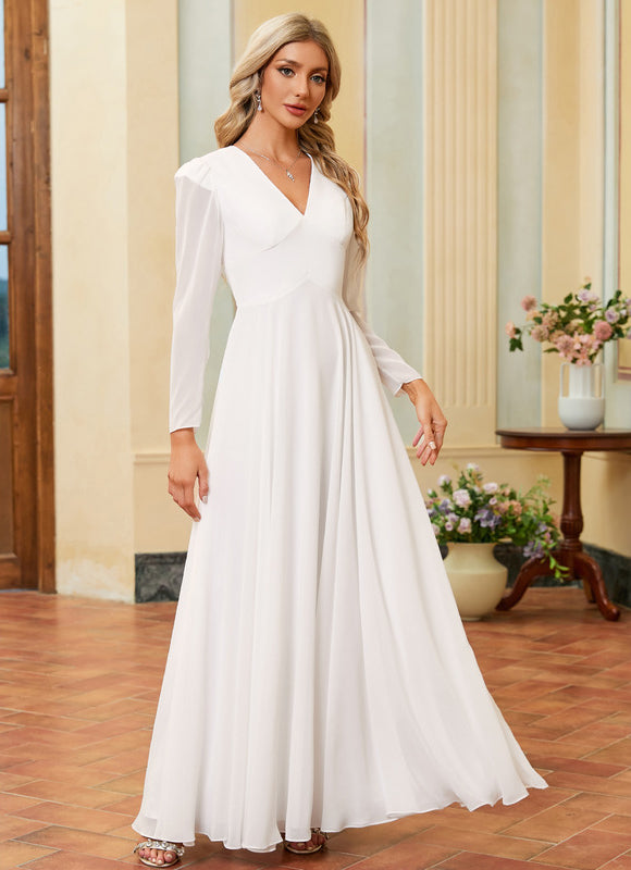 Robe Blanche Longue Manches Longues - gallery 4