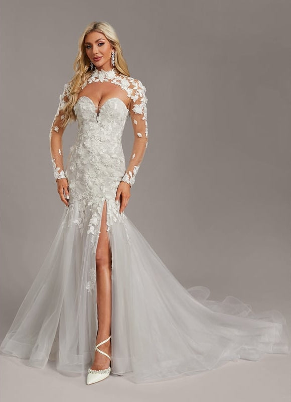 Robe De Mariee Sirene Manches Longues - gallery 2